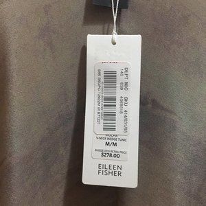 Eileen Fisher Mocha V-Neck Wedge Tunic Blouse